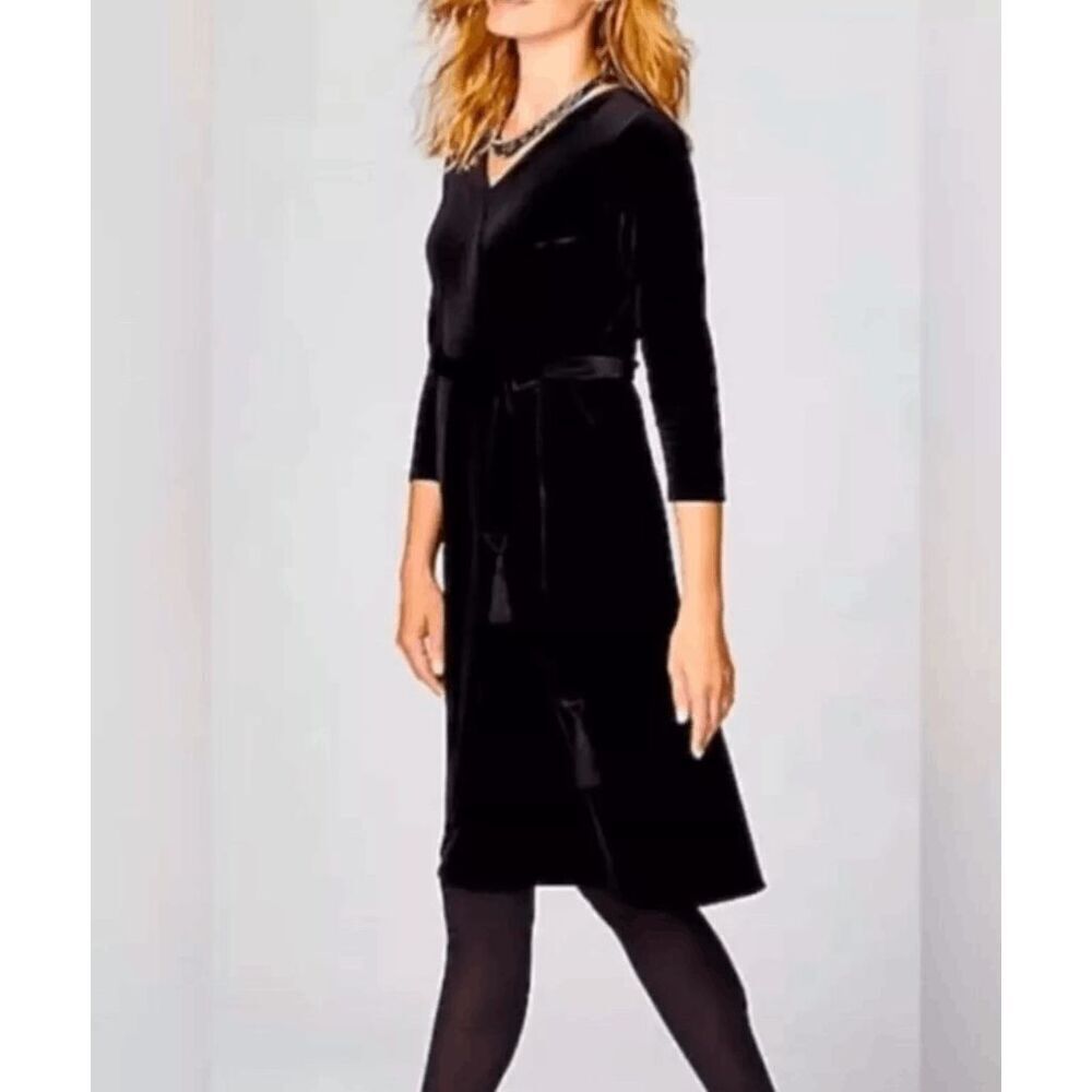 J. Jill Women's  NWT Black Velvet Faux‎ Wrap Dress Tie Belt Size XL Tall